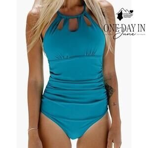 Cupshe High Neck Tie Back One Piece Swimsuit Size S